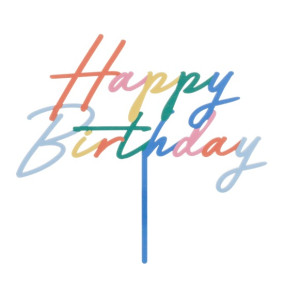 Topo Happy Birthday Azul Colorido